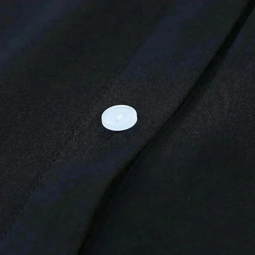 Black Casual Womens Solid Button Front Shirt - Picture 4 of 5